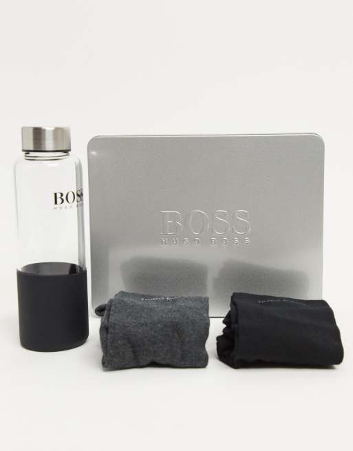 BOSS Bodywear 2 pack giftset combed cotton logo socks in black