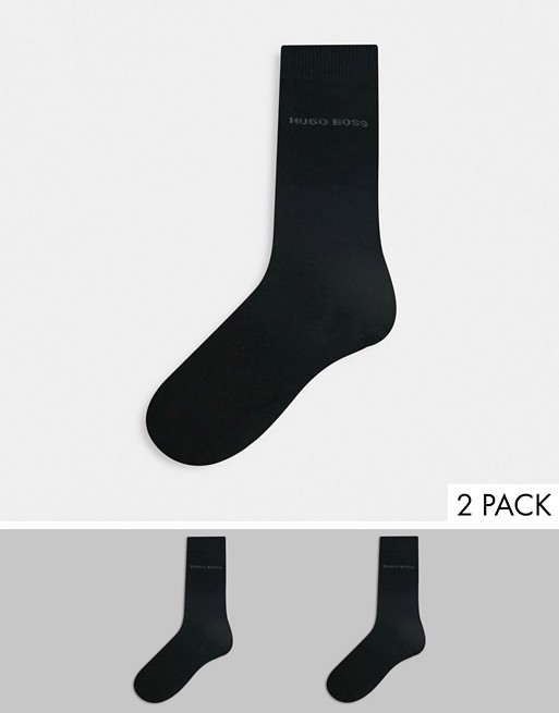 BOSS Bodywear 2 pack giftset combed cotton logo socks in black