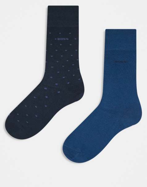 BOSS Bodywear 2-pack logo crew bamboo socks in navy and blue - view 1