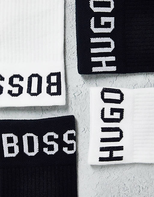  Socks/Boss Bodywear 2 pack logo socks in white/navy 
