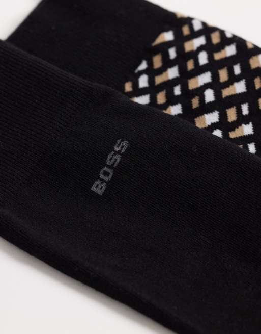 BOSS Bodywear 2-Pack monogram crew socks in black, 2 of 3