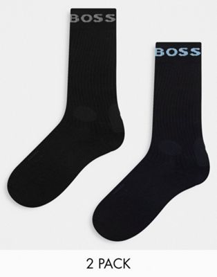Boss Bodywear 2 pack sports socks in black