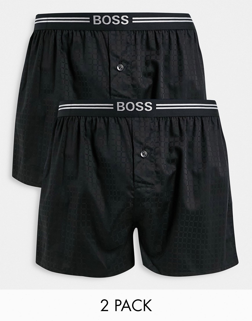 2 pack woven boxer shorts in black