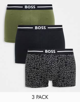 BOSS Bodywear 3 Pack Bold Design Trunks In Multi | ASOS