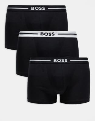 Boss Bodywear 3-pack Bold trunks in black and all over print