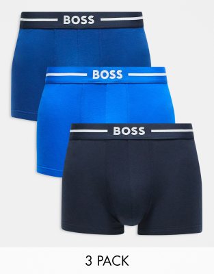 BOSS Bodywear 3 pack bold trunks in multi-Black