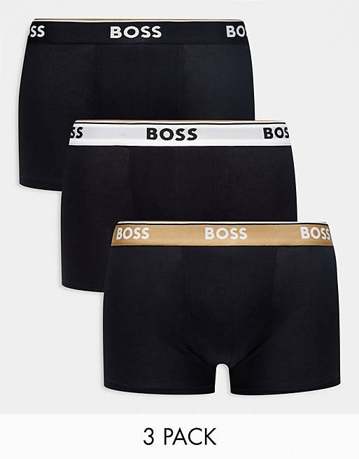 BOSS Bodywear 3 pack boxer trunks in black | ASOS