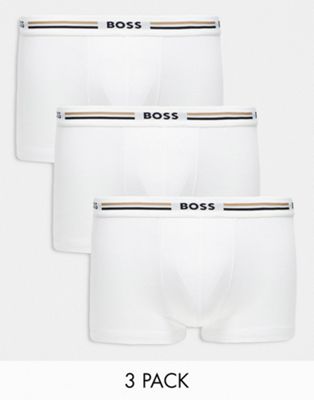 Boss Bodywear 3 Pack Boxer Trunks In White