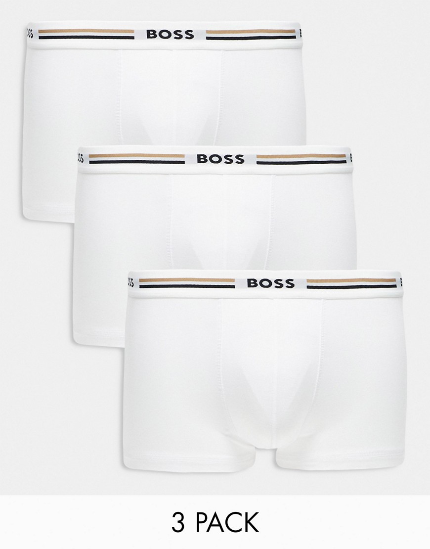BOSS Bodywear 3 pack boxer trunks in white