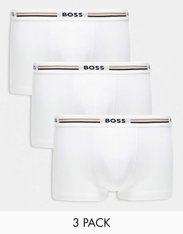 BOSS Bodywear 3 pack boxer trunks in white