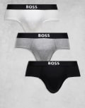 [BOSS Orange] BOSS Bodywear 3 pack front icon logo hipster briefs in black, white and grey L Assorted Pre