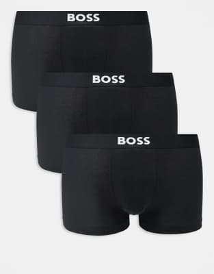 Boss Bodywear 3-pack front icon logo trunks in black