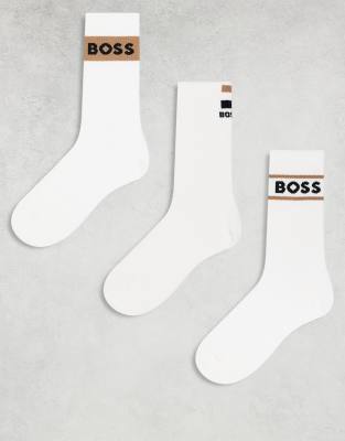 3 pack giftset socks in white with logo print