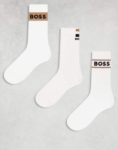 BOSS Bodywear 3 pack giftset socks in white with logo print - view 1