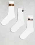 [BOSS Bodywear] BOSS Bodywear 3 pack giftset socks in white with logo print 9-11 White