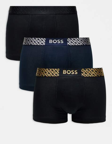 BOSS Bodywear 3 pack giftset trunks in black and navy - view 1