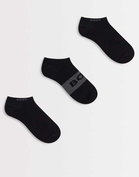 BOSS Bodywear 3-pack logo ankle socks in black - view 1