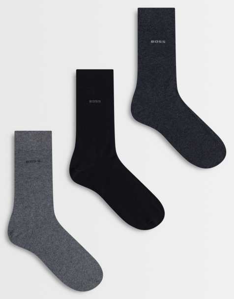 BOSS Bodywear 3-pack logo socks in black and grey - view 1