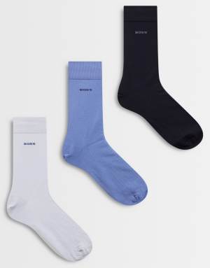 BOSS Bodywear 3-pack logo socks in blues