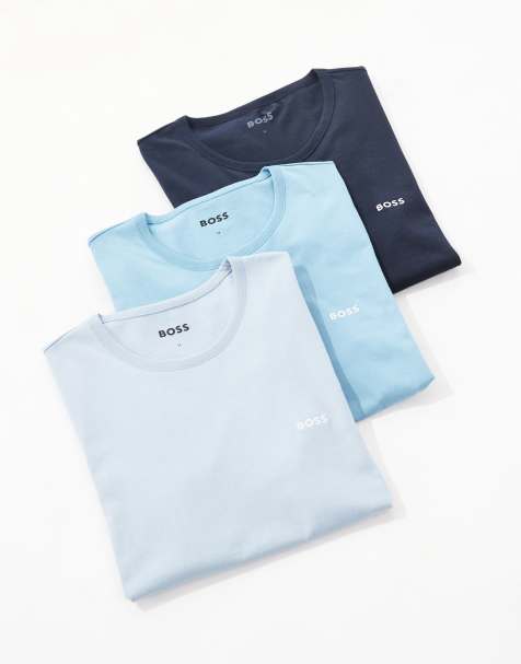 Boss Bodywear 3-pack logo t-shirts in blue - view 1