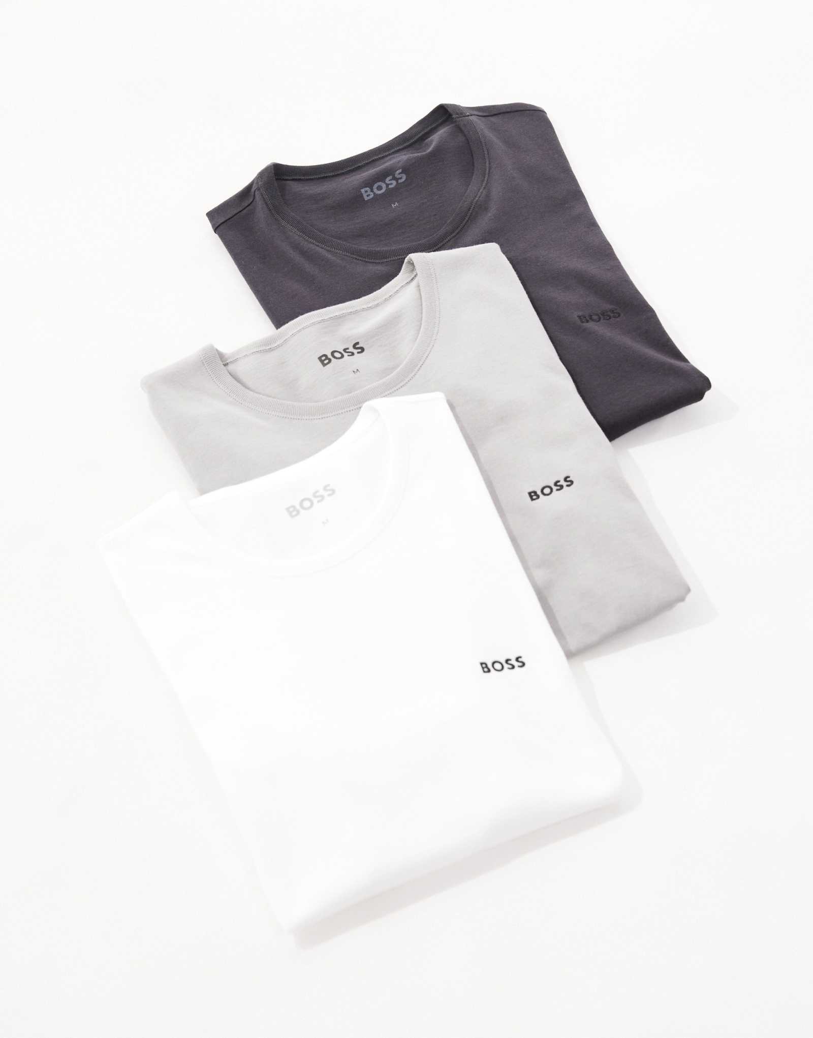 Футболки с логотипом BOSS Bodywear из 3-х комплектов серого и белого цветов