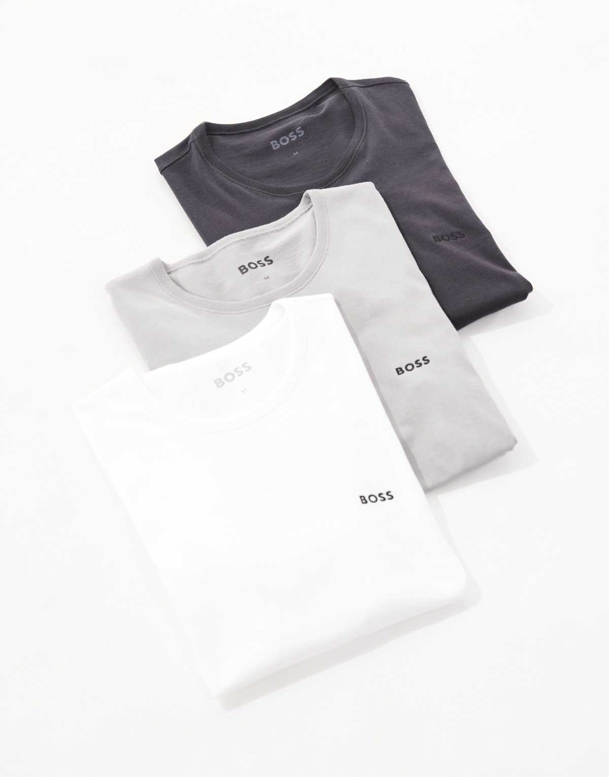 Boss Bodywear 3-pack logo t-shirts in grey and white