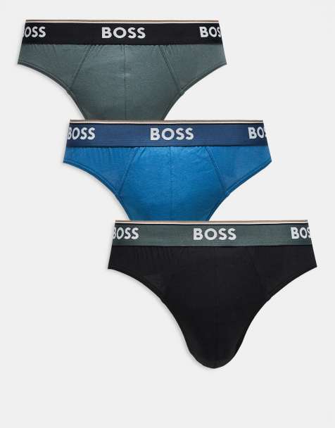 BOSS Bodywear 3 pack of power briefs in black, grey and blue - view 1