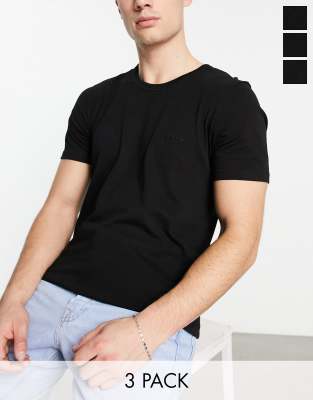 BOSS Bodywear 3 Pack Of T-shirts In Black | ASOS