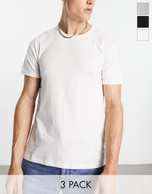 BOSS Bodywear 3 pack of t-shirts in white/grey/black