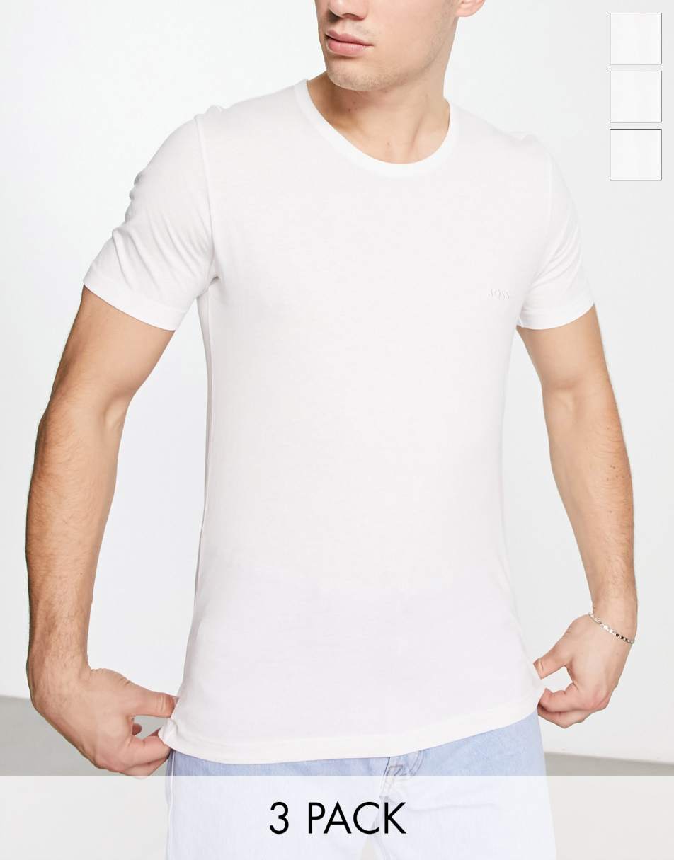 BOSS Bodywear 3 pack of t-shirts in white