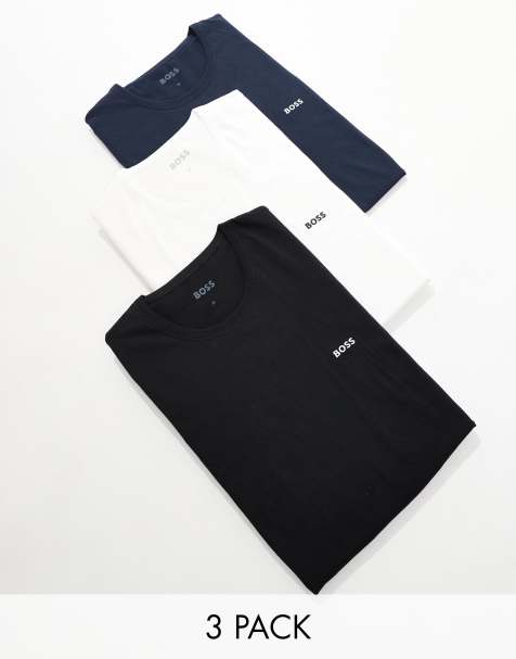 Boss Bodywear 3 pack of t-shirts in white,navy and black - view 1