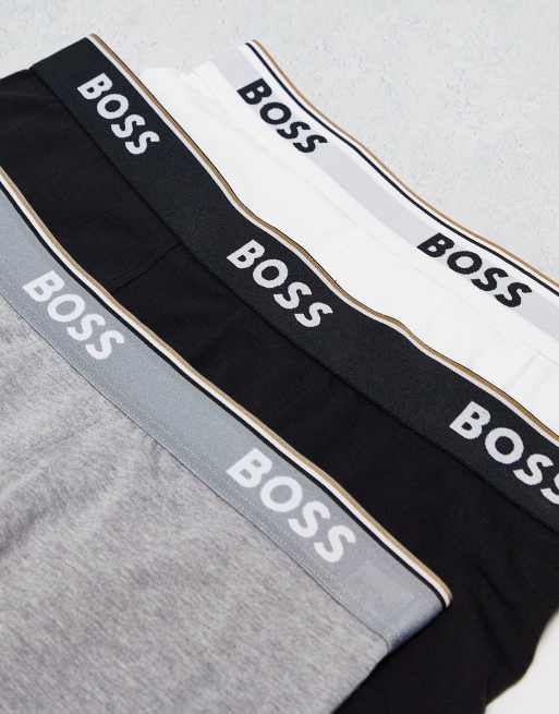 BOSS Bodywear 3 pack of trunks in white/grey/black, 3 of 4