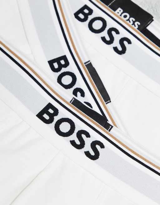 BOSS Bodywear 3 pack of trunks in white, 2 of 4