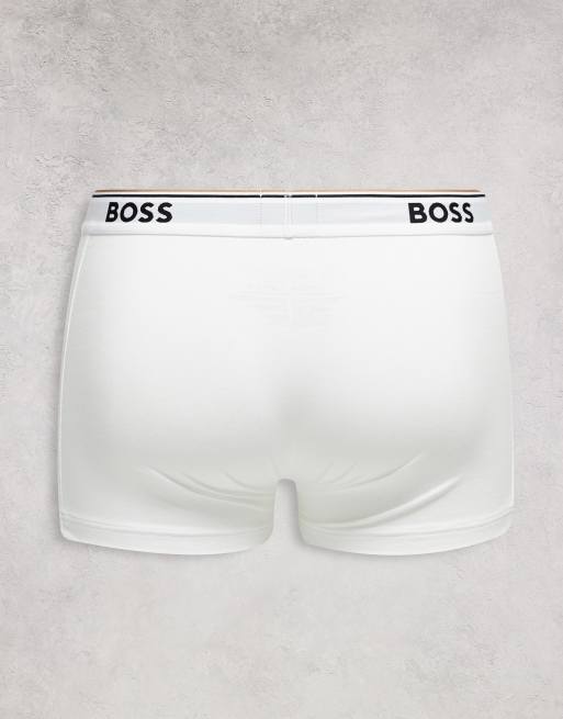 BOSS Bodywear 3 pack of trunks in white, 3 of 4