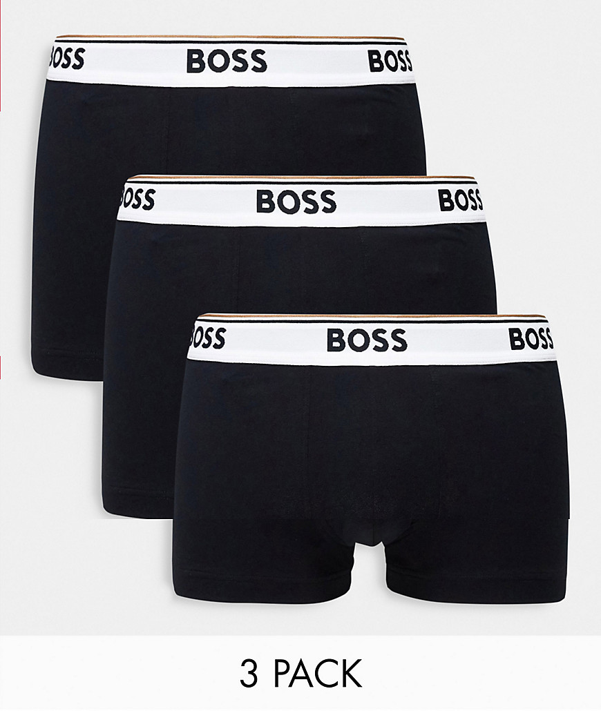 BOSS Bodywear 3 pack of trunks with contrast waistband in black-Multi