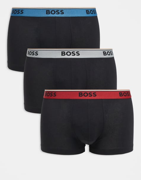 BOSS Bodywear 3 pack power boxer briefs in black with contrast waistbands - view 1