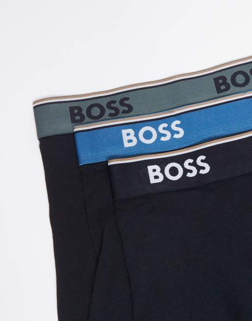 BOSS Bodywear 3 pack power boxer briefs in black with contrast wasitband , 2 of 3