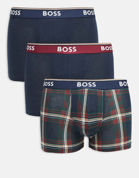 BOSS Bodywear 3 pack power boxer briefs in navy and plaid - view 1