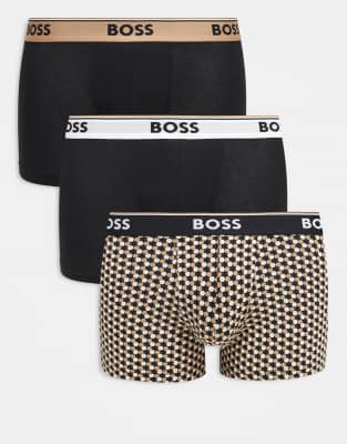 Hugo Red Boss Bodywear 3 Pack Power Trunks In Multi