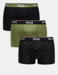 [BOSS Orange] BOSS Bodywear 3 pack Power trunks in black, green and all over print S Open miscellaneous