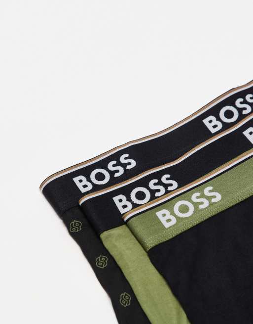BOSS Bodywear 3 pack Power trunks in black, green and all over print, 2 of 3