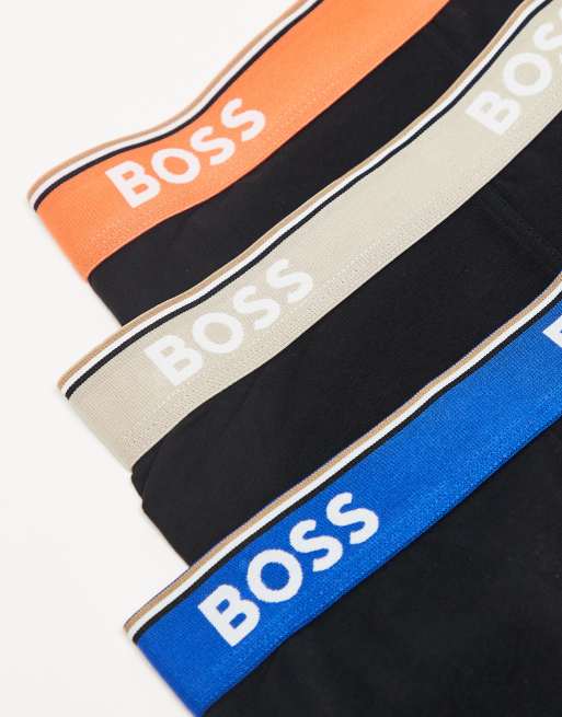 BOSS Bodywear 3 pack Power trunks in black with contrast waistbands, 2 of 3