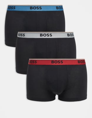 Hugo Red Boss Bodywear 3 Pack Power Trunks In Black