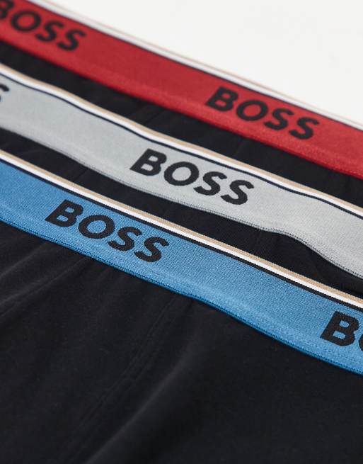 BOSS Bodywear 3 pack power trunks in black with contrast wasitband , 2 of 3