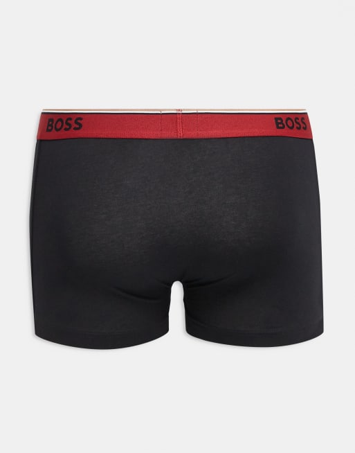 BOSS Bodywear 3 pack power trunks in black with contrast wasitband , 3 of 3