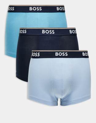 BOSS Bodywear 3-pack power trunks in blue - view 1