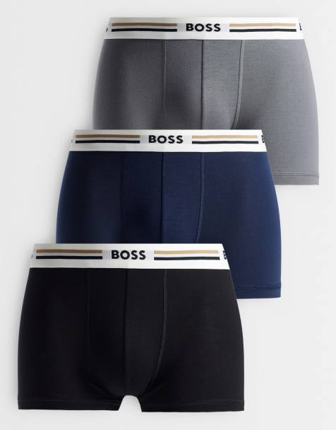 BOSS Bodywear 3 pack revive logo waistband trunks in multi - view 1