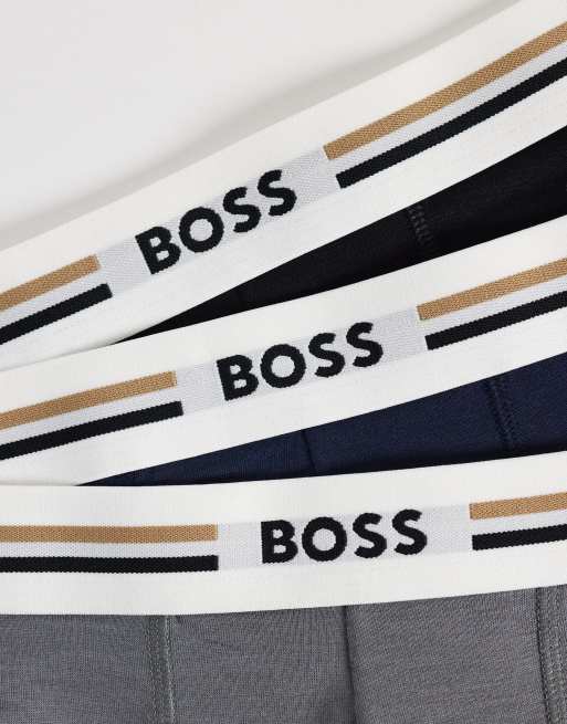 Boss Bodywear 3 pack revive logo waistband trunks in multi, 3 of 3