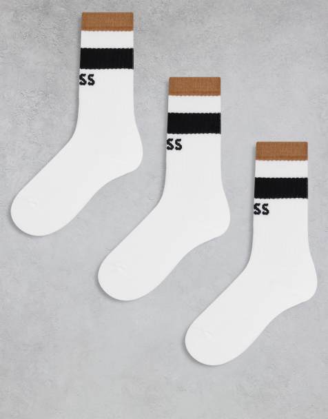 Boss Bodywear 3-pack socks in white with logo stripe - view 1