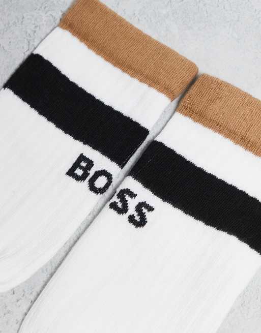Boss Bodywear 3-pack socks in white with logo stripe, 2 of 3